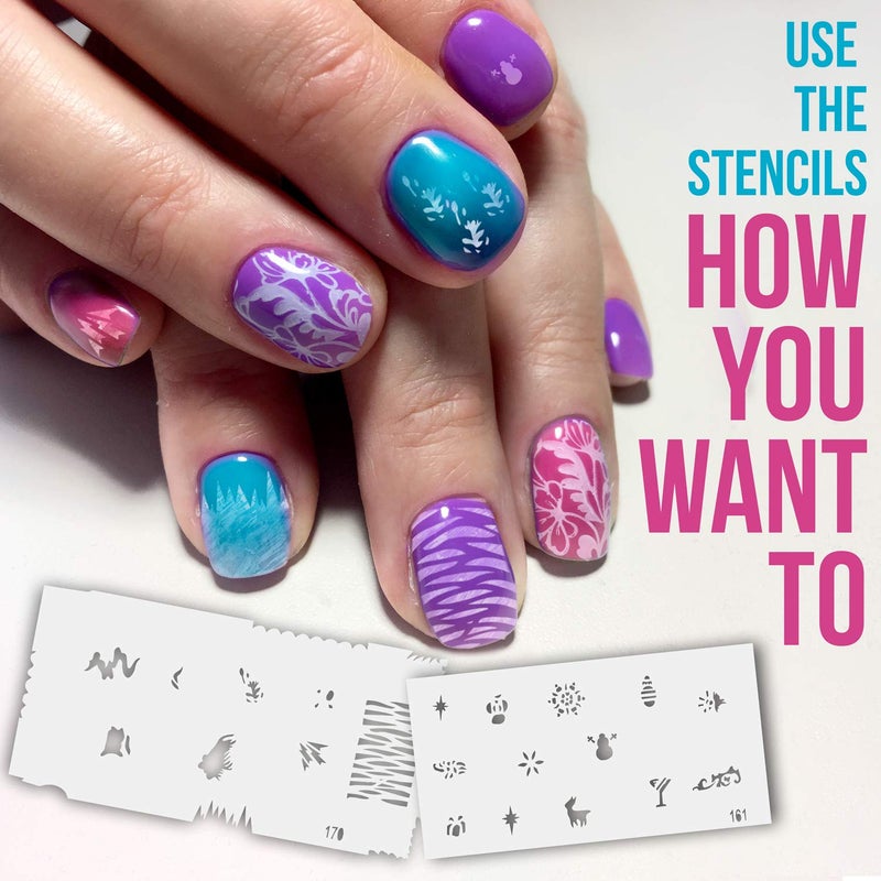 Custom Body Art Airbrush Nail Stencils - Nail Art Stencils Set #9: 300 Unique Designs from 20 Individual Templates - Image 3